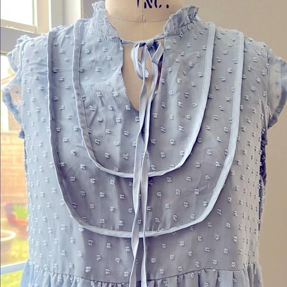 Blue Ruffled Women's blouse - Picture 5 of 7